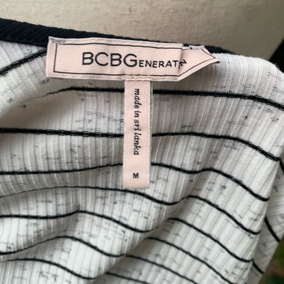 BCBGeneration Striped Ribbed Open Back Crop Top - Picture 5 of 6